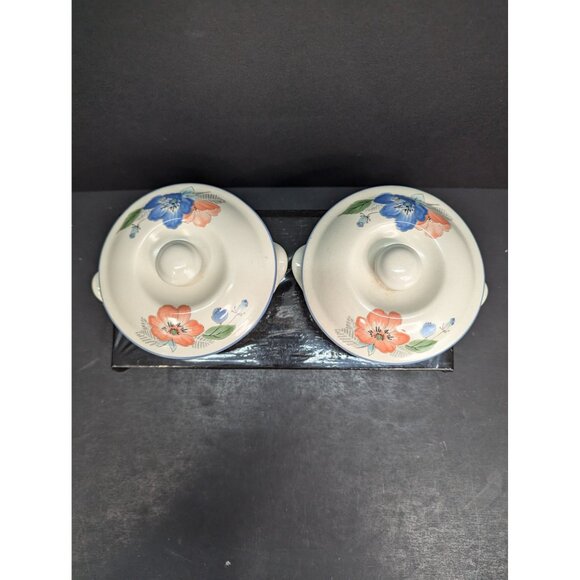 Mikasa Intaglio Country Poppies CAC29 Round 4 1/2" Casserole Dish w/Lid Set of 2 - Picture 7 of 12